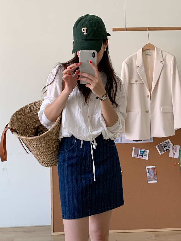 New in early summer! [Tn] Korean lace up shirt 1yc2116-2# cqw