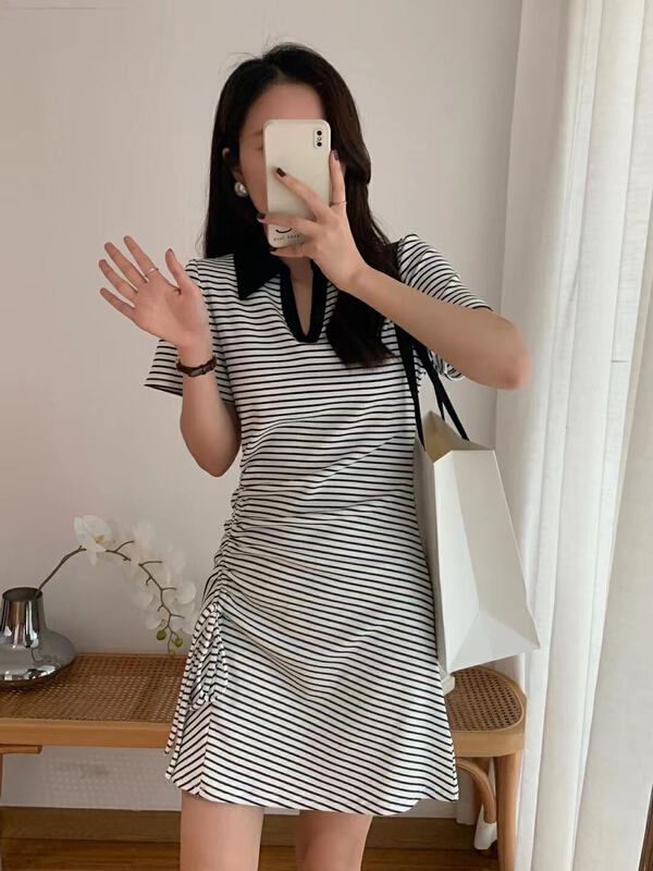[fan fan] Korean fashion slim drawstring dress 5830# JJ