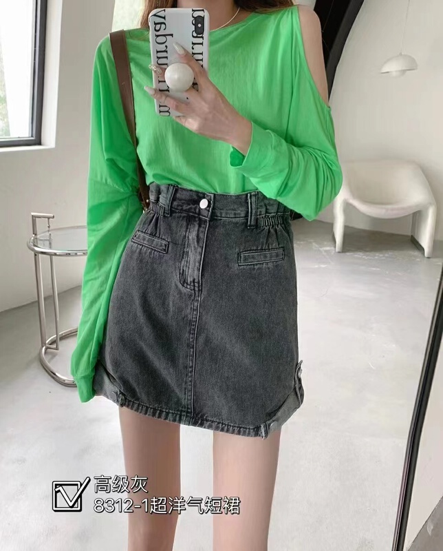 New in early summer! [Machi Lanxi] nostalgic gray Korean version versatile A-line skirt 8312-1# lwy