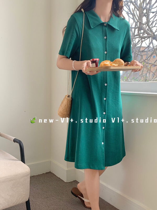 New in early summer! [VI +] fashion solid color simple dress 2355# LSW