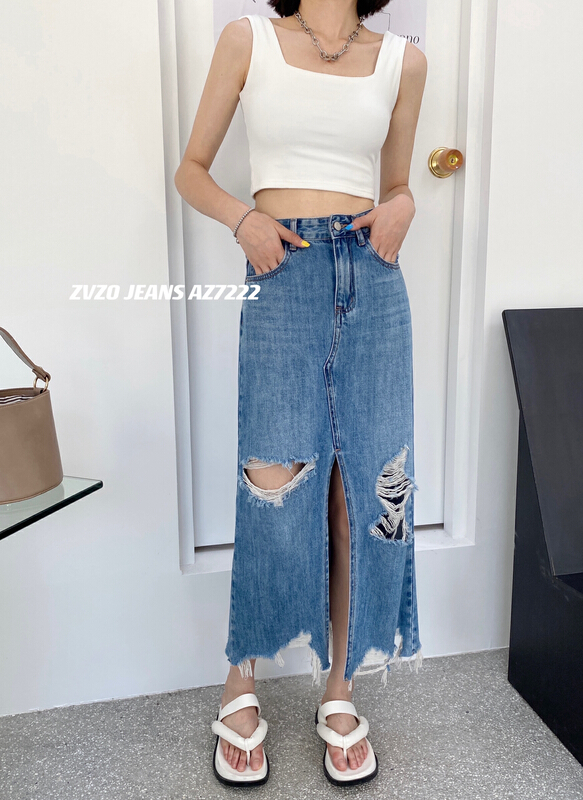 New in early summer! [zvzo] personalized pierced irregular split skirt az7222# CLS