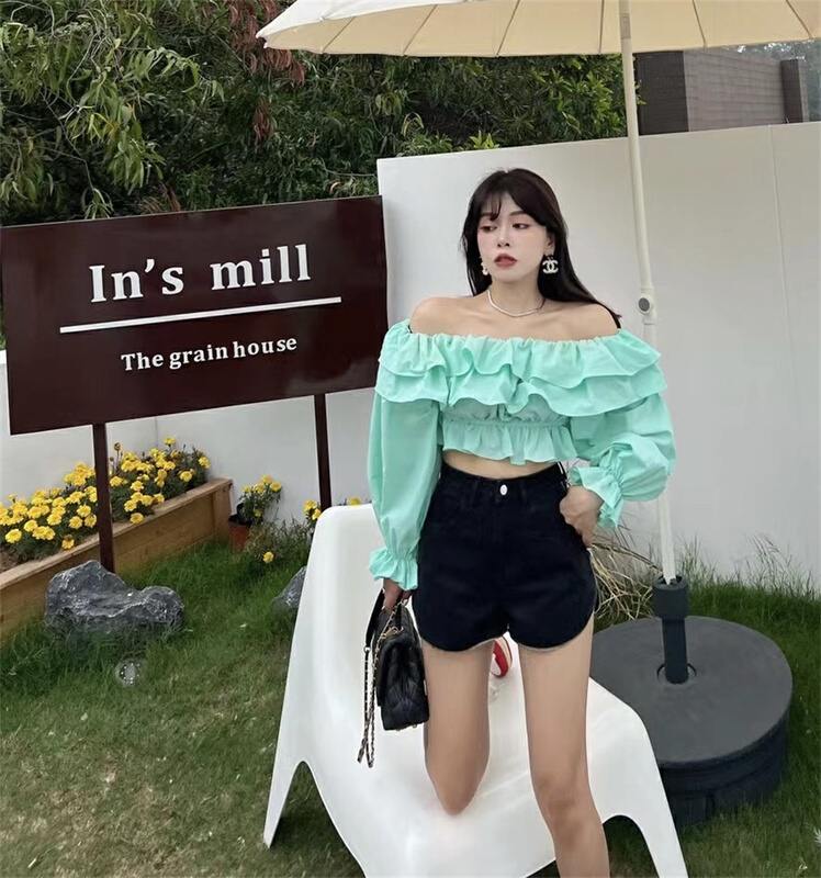 goods in stock! New in early summer! [ala] simple solid color one shoulder shirt ys1-2619# JJ
