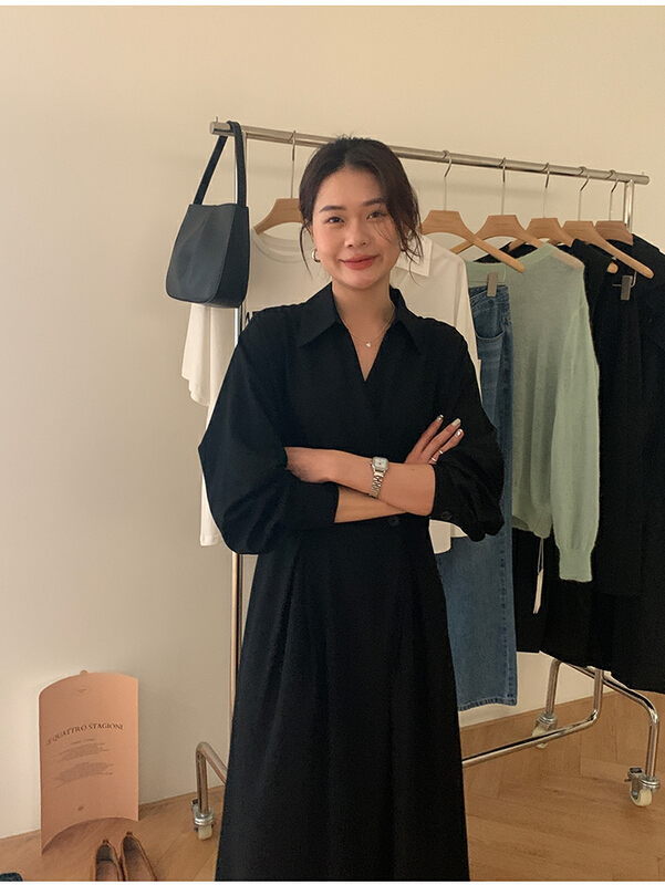 goods in stock! New year in early spring! [the mind] Korean shirt collar solid dress 60195a# XYJ