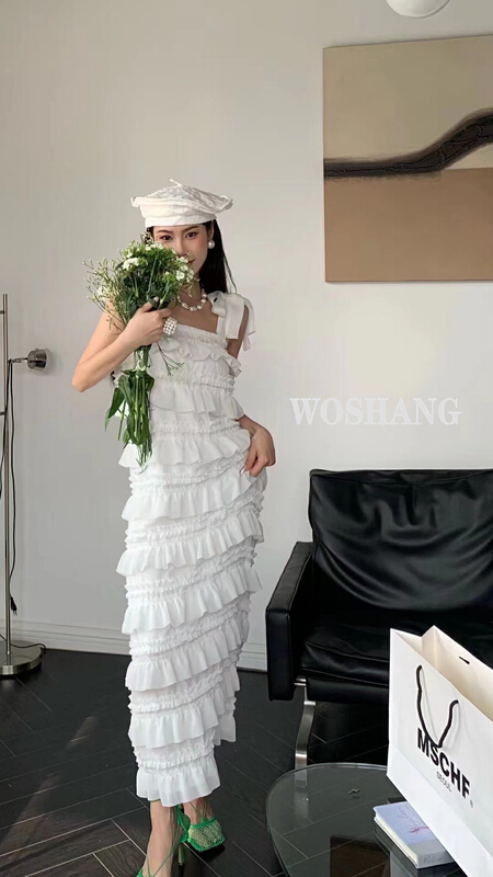 New in early summer! [woshang woshang] French heavy industry design suspender layered cake strap skirt 1252# XYJ