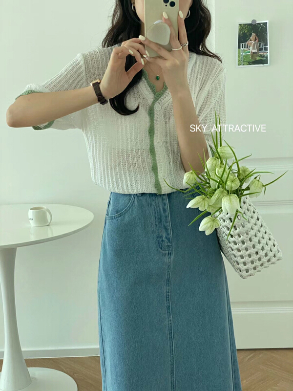[sky] ins contrast wavy knit s610# HBx