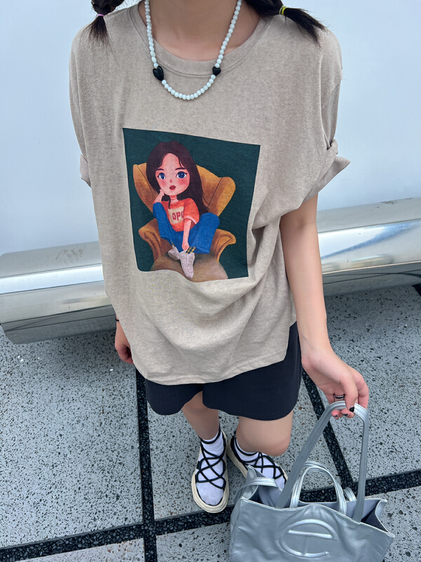 [two percent] graphic print loose short sleeve T-shirt 1015# LSL