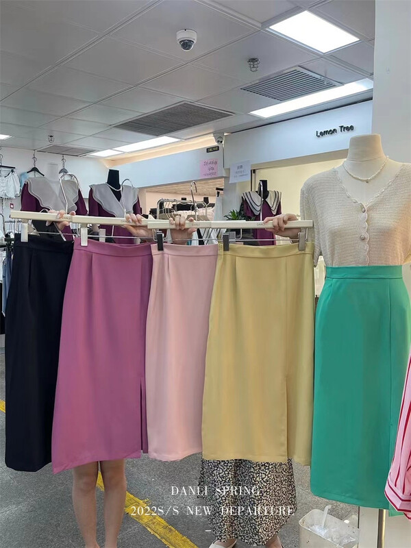 [new August] solid color versatile high waist skirt 6177# HBx