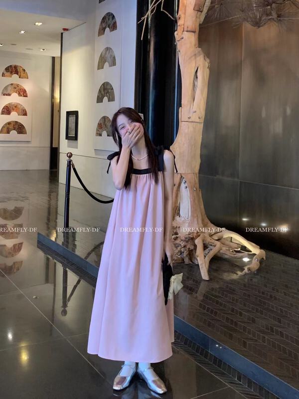 [dream fly] fashionable and generous color matching suspender dress 61227# XJ
