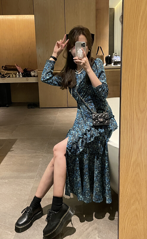 goods in stock! New year in early spring! [J2. J1wg] French Vintage Floral Dress 22058# cqw