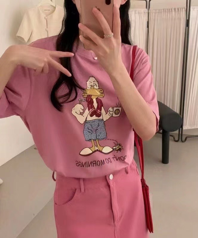New in early summer! [h2-studio] Korean casual cartoon printed short sleeve T-shirt a558# HBx