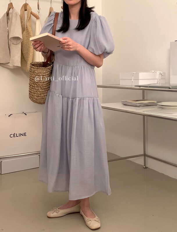 [larti] round neck lady temperament Pleated Dress (only skirts) 88870# ll