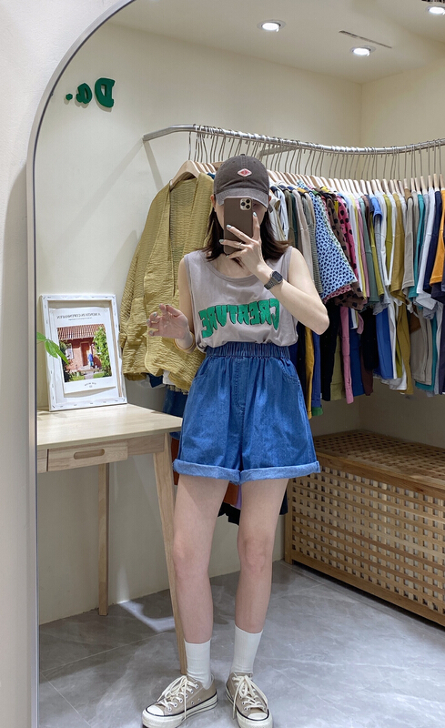 [da. 7] Korean wash versatile denim shorts 8898# LSL