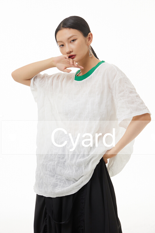 [cyard] Korean double layer perspective short sleeve T-shirt 90505# L