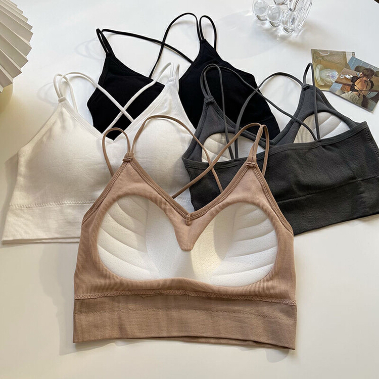 [KD] fixed cup solid color ribbon back underwear 507# hjy