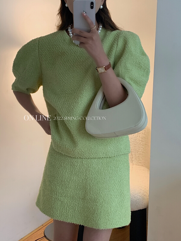 goods in stock! New year in early spring! [on line] crew neck Solid Color Bubble Sleeve zipper wool sweater 6202# lwy