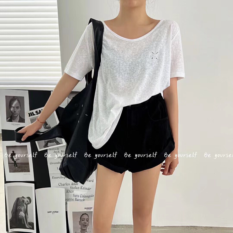 [be your self] Korean simple pattern loose short sleeve T-shirt t66181# LSL