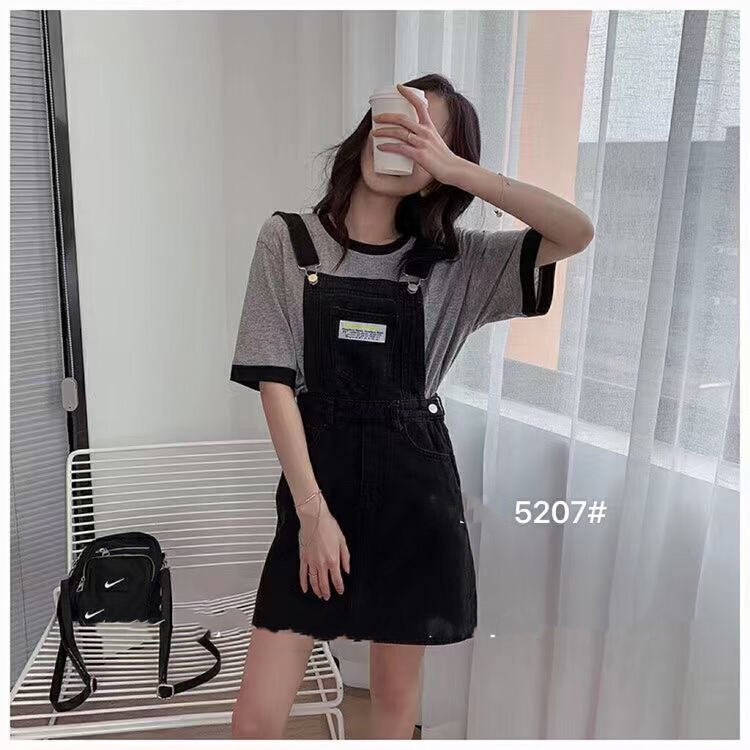 [lsjd] Korean version of age reducing versatile denim strap skirt a5207# WTT