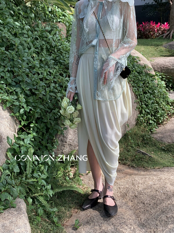 New year in early spring! [CZ Zhang] design sense split temperament skirt (only selling skirt) 62095# jhy