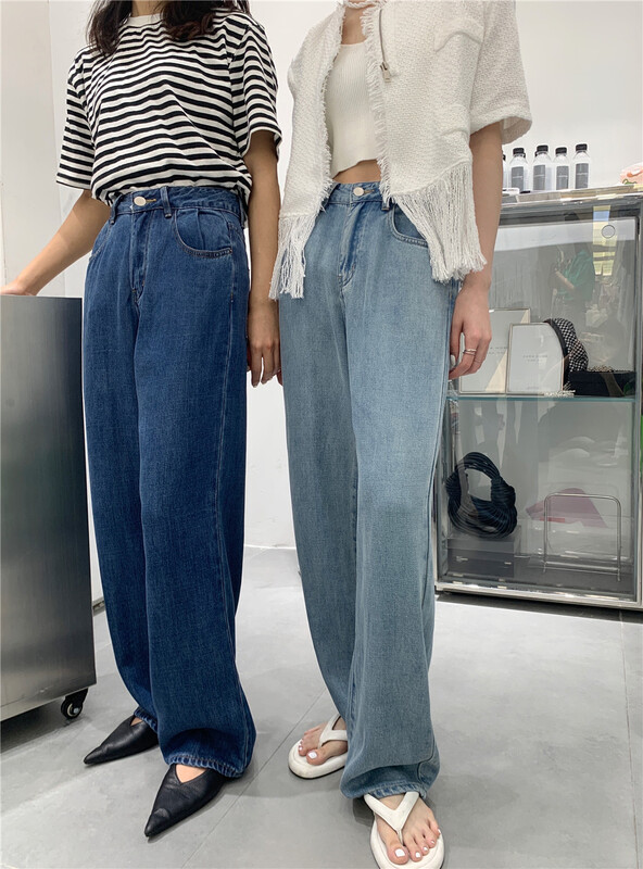 [t-platform] Korean straight wide leg versatile jeans 8507# zxx
