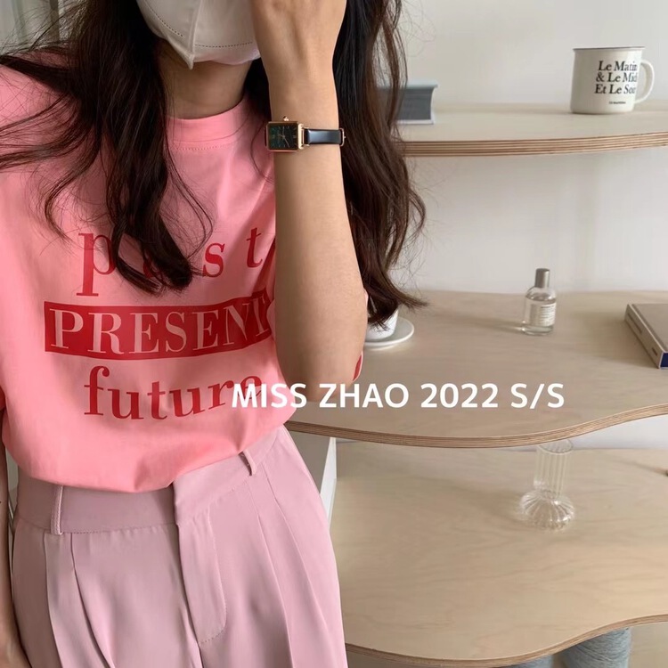 早春上新!【MISSZHAO】韓版休閒寬鬆字母印花短袖T恤  9215#  HBX