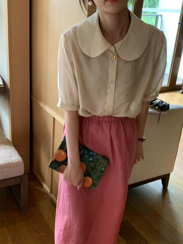 [ouur] commuter simple Lapel short sleeve shirt u208# XJ