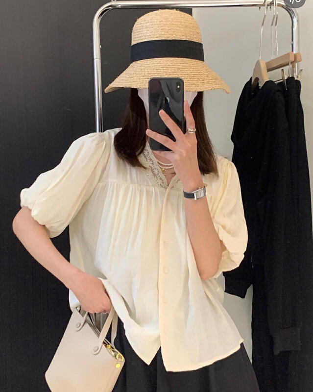 [sassy] V-neck Korean sweet shirt 727# HBx