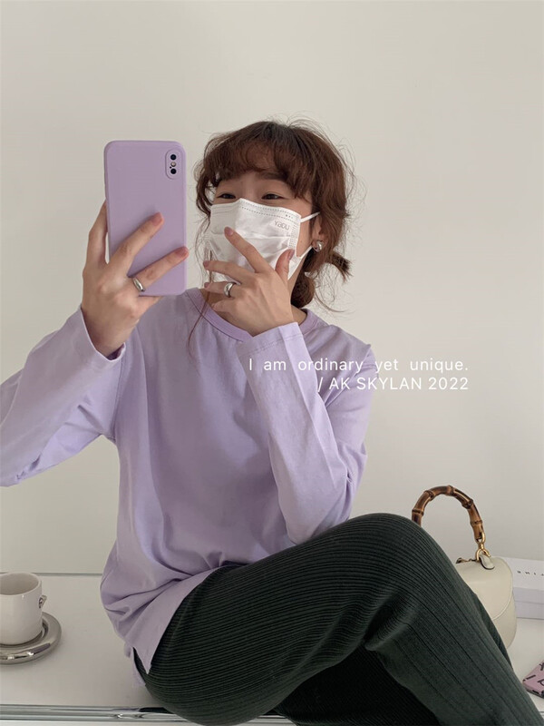goods in stock! New year in early spring! [A.K skylan] versatile solid color slim long sleeve T-shirt 82278# zxl