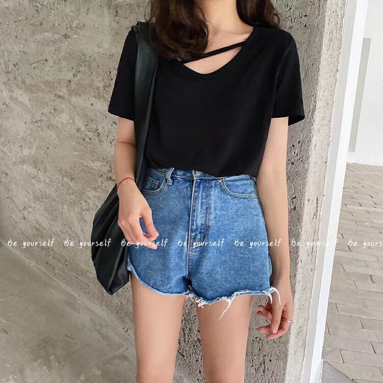 New in early summer! [be your self] Korean simple slash letter printed short sleeve T-shirt 6671# LSL
