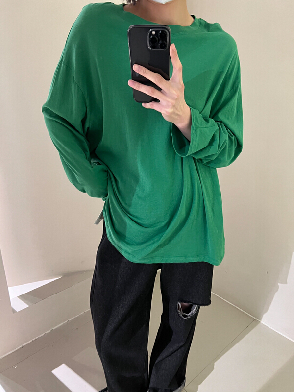 [Bu class] simple, comfortable, loose and thin long sleeve T-shirt b13502# zxl