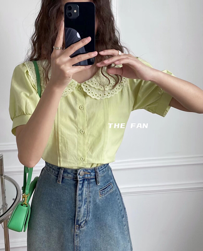 [the fan] double layer lace doll neck blouse 503918# PCZ