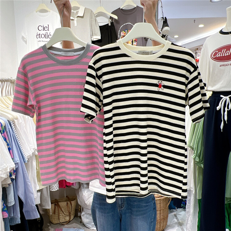 [malt] stripe based versatile short sleeve T-shirt 3099# XYJ