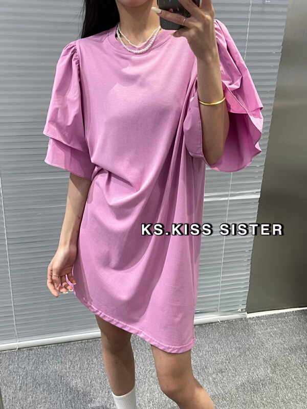 [KS] bubble sleeve loose thin dress 22113# ozq