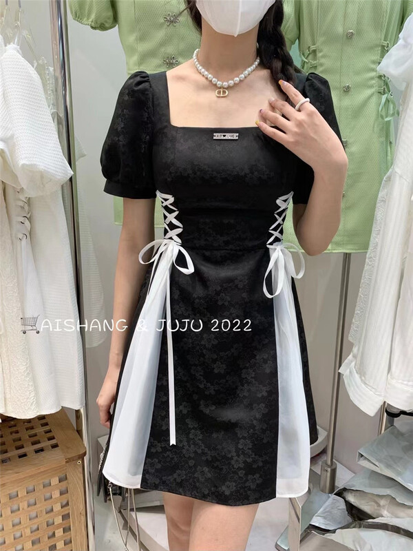 New in early summer! [AI SHANG] Little Woman Chinese Bubble Sleeve Dress 33122# HJY