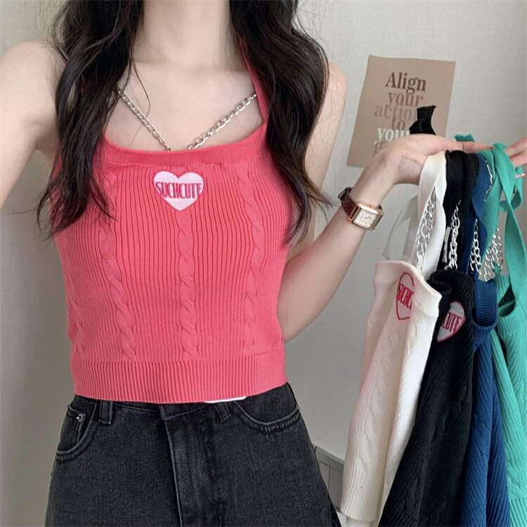 New in early summer! [F.P.] Spice Girl Vintage Embroidery chain neck vest / sling (with chain) q506# HBx