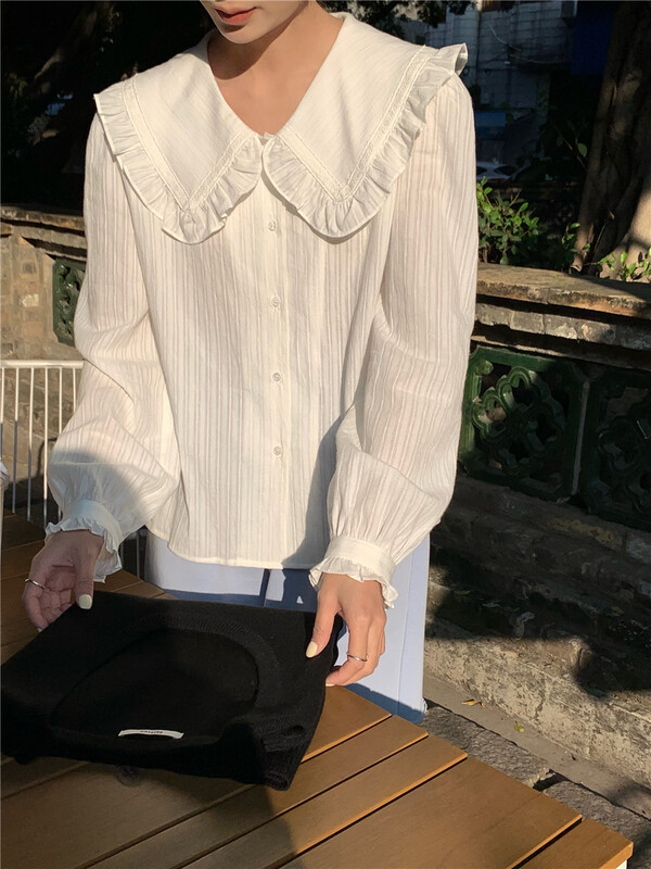 [feeding] sweet big Lapel loose shirt 7768-k5# cqw