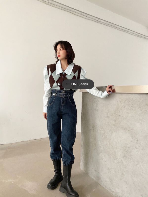 Original price 84.90! [t one] Korean style Harlan jeans (with belt) 6165# LSL