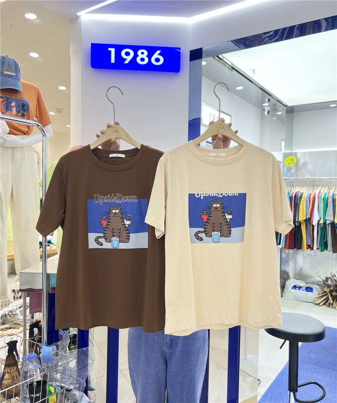 [1986] crew neck versatile print short sleeve T-shirt 1303# LSL