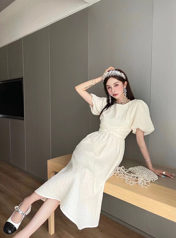 [DS] Korean gentle and versatile dress (with detachable necklace) 28352d# XYJ