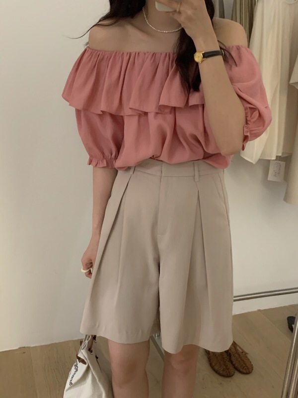 New in early summer! [wanna] Korean style one shoulder shirt 89103# cqw