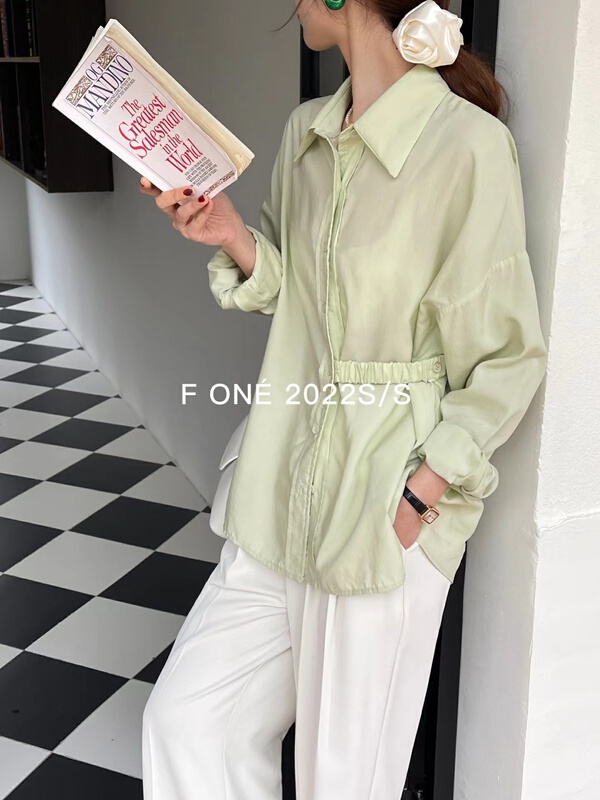 New year in early spring! [f one] Korean loose design shirt (with waist rope) 56131# WPL