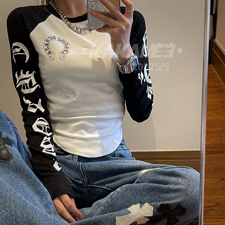 [kakamee] letter Korean version versatile long sleeve T-shirt s272# LSL