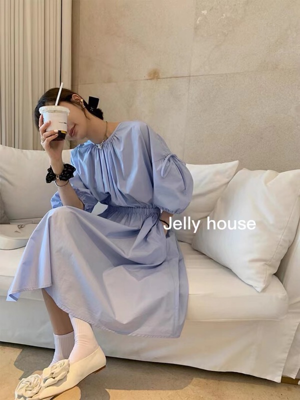 New in early summer! [Jerry house jelly home] Korean version simple waist closing slim dress 8978# HBx