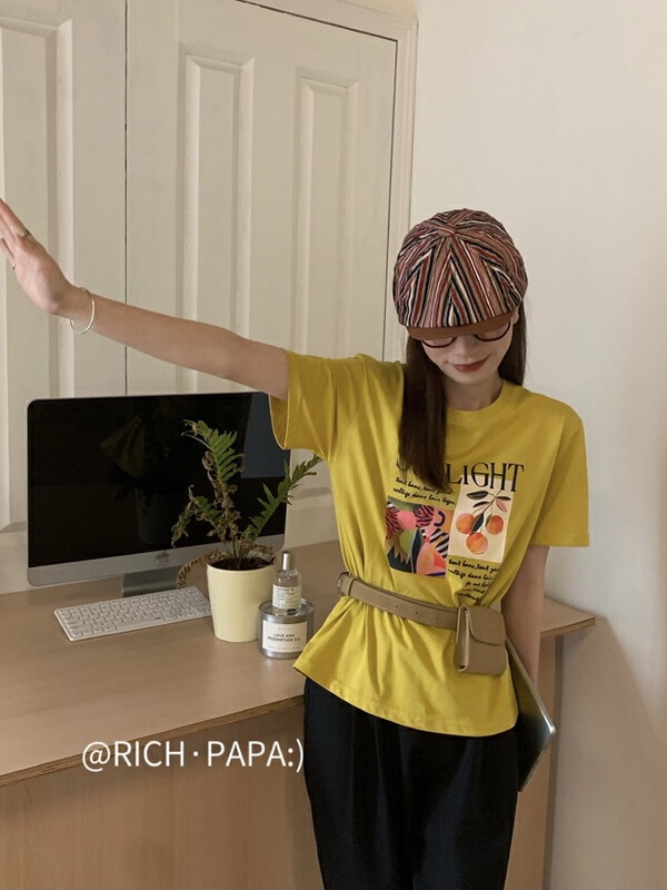 【RICH PAPA】韓系小眾時髦印花寬鬆短袖T恤  T280#  ZXX