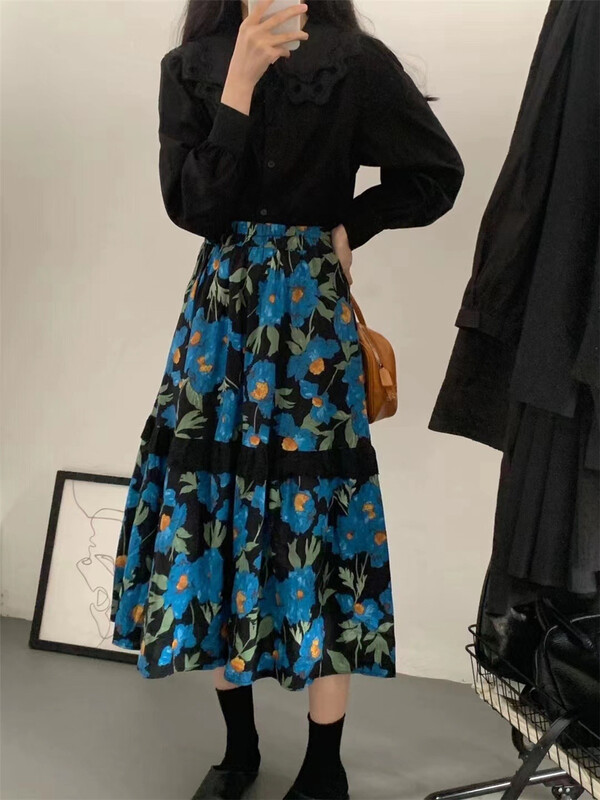 [zicci] Vintage Floral A-line skirt 106662# lwy