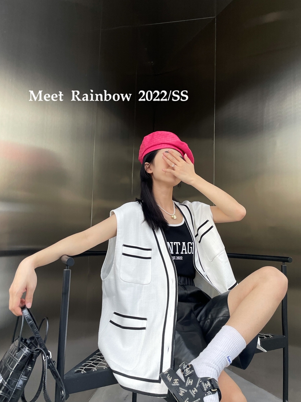 New in early summer! [Meet Rainbow] small fragrance V-neck versatile vest 28639# LSL