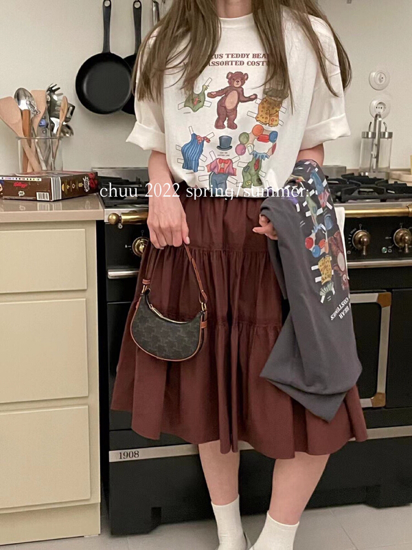 [chuu] casual cartoon print versatile short sleeve T-shirt 61199# HBx