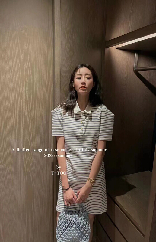 [AOT] Polo neck simple stripe dress (without hat) 5321# XYY