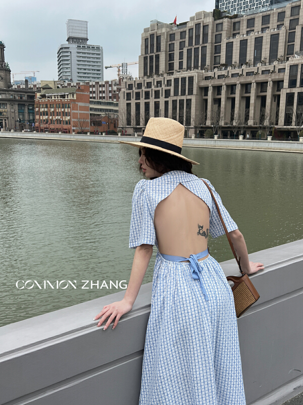 Original price 156.79! [CZ Zhang] Korean doll neckline waist closing dress 62225# XYJ