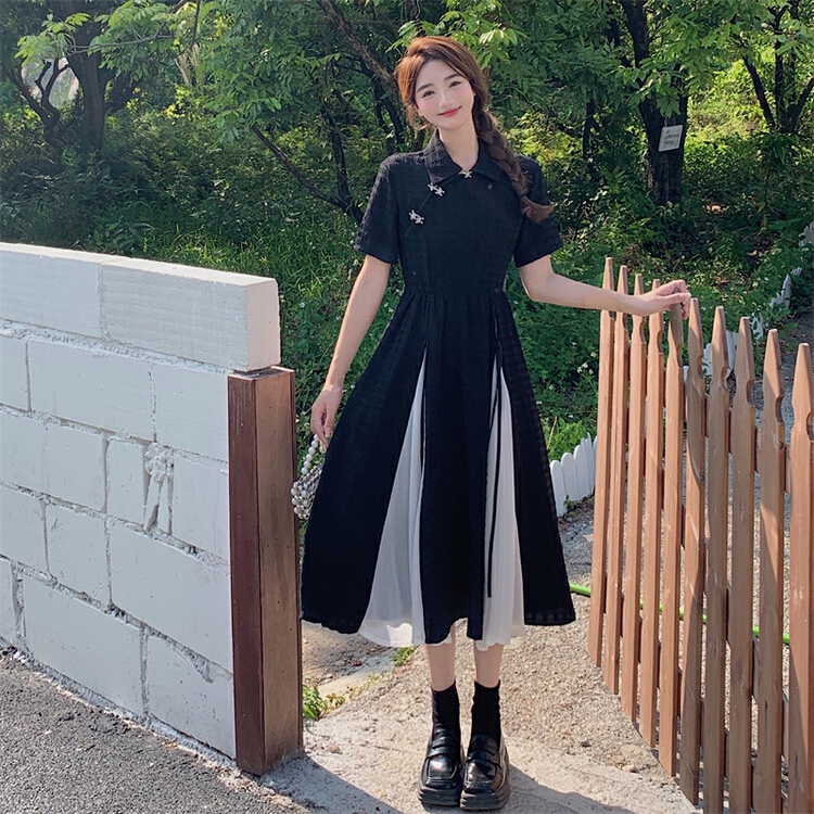 [millet +] improved cheongsam collar stitched dress 099# WPL