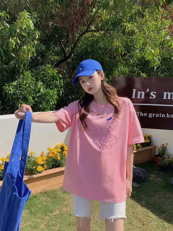 [as Aishan] embroidered Pullover Korean Short Sleeve T-shirt 9986# WTT